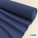 White Polka Dots on Navy organic cotton fabric roll