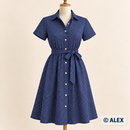 White Polka Dots on Navy organic cotton clothing sewing inspiration