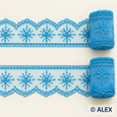 Blue snowflake embroidered lace, 6 cm