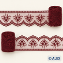 Dark red snowflake embroidered lace, 6 cm