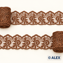 Brown scalloped spiral floral lace, 4 cm