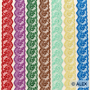 Scalloped spiral floral lace, 4 cm, all seven colours