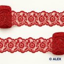 Red scalloped spiral floral lace, 4 cm