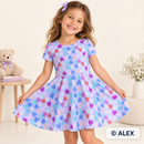 Pastel Hearts Jersey Fabric made into a children's dress