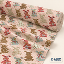 Patchwork-Style Rabbits Cotton Fabric — fabric roll