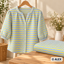 Yellow Diamonds on Light Blue Cotton Fabric