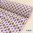 Purple Flowers on Cream Cotton Fabric