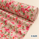 Pink and Green Watercolour Cotton Fabric