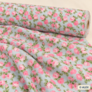 Pink Roses on Light Blue Cotton Fabric