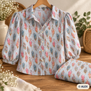 Colourful Feathers on Light Blue Cotton Fabric