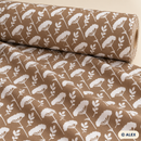 White Botanical Silhouettes on Brown Cotton Fabric