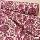 Purple Floral Paisley on Pink Cotton Fabric