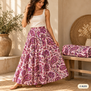Purple Floral Paisley on Pink Cotton Fabric