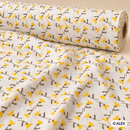 Yellow Flowers on White Cotton Fabric