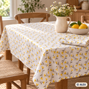 Yellow Flowers on White Cotton Fabric