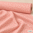 Coral Outline Flowers on Cream Cotton Fabric