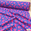 Pink Paisley on Blue Cotton Fabric