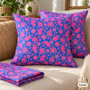 Pink Paisley on Blue Cotton Fabric