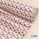 Burgundy Aircraft and Balloons on Cream Cotton Fabric