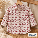 Burgundy Aircraft and Balloons on Cream Cotton Fabric