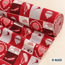 Red Aviation Patchwork Cotton Fabric