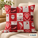 Red Aviation Patchwork Cotton Fabric