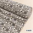 Black Flowers on Cream Cotton Fabric