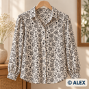 Black Flowers on Cream Cotton Fabric