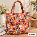 Farm Animals on Coral Cotton Fabric