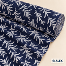 White Branches on Navy Blue Cotton Fabric