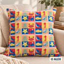 Colourful Sea Animals Patchwork Cotton Fabric