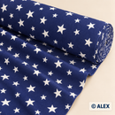 White Stars on Navy Blue Cotton Fabric