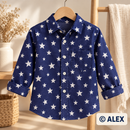White Stars on Navy Blue Cotton Fabric
