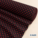 Small Red Stars on Black Cotton Fabric