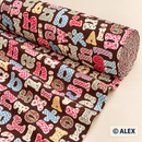 Colourful Letters on Brown Cotton Fabric