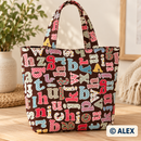 Colourful Letters on Brown Cotton Fabric