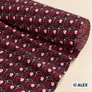 Pink Flower Buds on Black Cotton Fabric