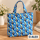 Birds and Birdhouses on Blue Cotton Fabric