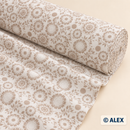 Beige Flowers on Cream Cotton Fabric