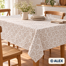 Beige Flowers on Cream Cotton Fabric