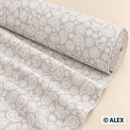 White Paisley on Light Grey Cotton Fabric