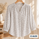 White Paisley on Light Grey Cotton Fabric