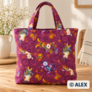 Playful Cats and Stars on Purple Cotton Fabric