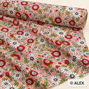 Pink Daisies and Flowers Cotton Fabric — fabric detail