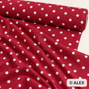 White Polka Dots on Red Cotton Fabric — fabric detail