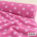 Pink Fleece Fabric with White Polka Dots studio roll
