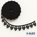 Black pointed fan edge Brussels lace