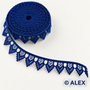 Blue pointed fan edge Brussels lace