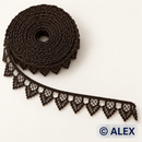 Brown pointed fan edge Brussels lace