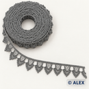 Grey pointed fan edge Brussels lace